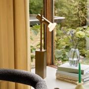 Bordlampe SET, messingfarvet, højde 60 cm, jern/glas