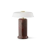 LED-batteridrevet bordlampe Trip No. 2, bordeaux/hvid, marmor, glas
