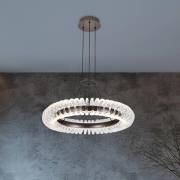 LED-hængelampe Alba, børstet grå/klar, Ø 60 cm, metal/akryl