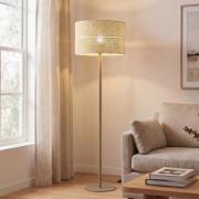 Gulvlampe Calma, beige, raffia, højde 159 cm, E27
