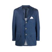 Ocean Blue Stretch-Bomuld Blazer