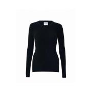 Sort Rund Hals Sweater - Chic og Feminin