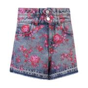 Trykte denim shorts