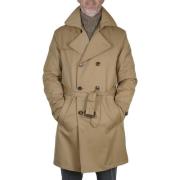 Blandet Bomuld Dobbeltknap Trenchcoat - Beige, Størrelse 52