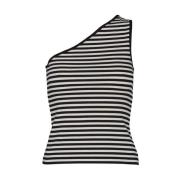 Ribbet One Shoulder Top - Whisper White / Black