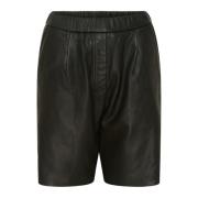 Læder Shorts 100152 Sort