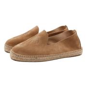 Vaskede beige espadrillos med broderet motiv