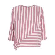 Stribet Feriebluse - Off White / Pink