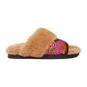 Vinter Sliders, Silke Jacquard Faux Fur Foret