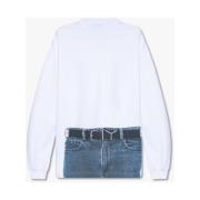 Hvid Crewneck Sweatshirt med Trompe l’Oeil Print