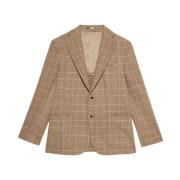 Brun blazer i uld-kashmir-blanding