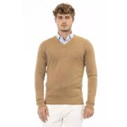 Beige Modal Sweater med V-hals