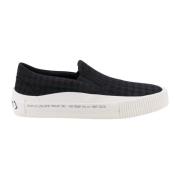 Canvas Slip-On Sliders med Pied-de-Poule Motiv