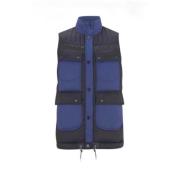 Quiltet Navy Gilet med Unikke Stofm?nstre