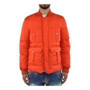 Orange Herre Nylon Puffer Jakke