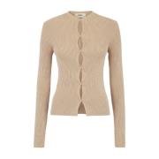 Beige Cardigan med Cut-Out Motif og FF Detail