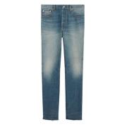 Mid-rise straight-leg vaskede jeans