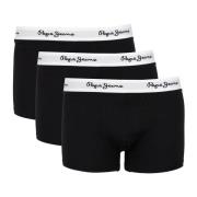 3-Pack Sorte Boxershorts med Mærket Elastik