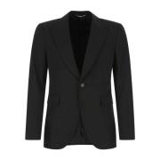 Sort stræk polyester blazer