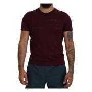 Maroon Printet Kortærmet Herre T-shirt