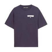 Blå Crewneck T-shirts og Polos med Brystlomme