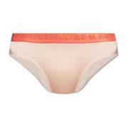 Logo Beige Briefs med Pink Elastiklinning