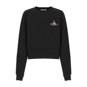 Sort Cropped Sweatshirt med Orb Broderi