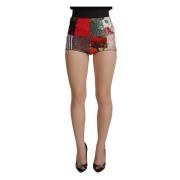 Multifarvet Patchwork Jacquard Shorts