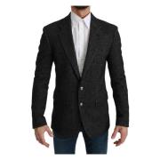 Grå Plaid Check Slim Fit Jakke Blazer