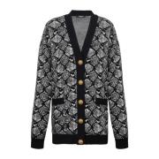 Slangehud jacquard strik cardigan