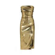 Guld Foiled Strapless Kjole