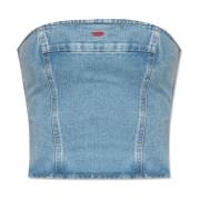 ‘DE-VILLE’ denim stropløs top