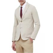 Beige Shawl Neck Button Jakke