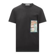 Crew Neck T-shirt med Unikt Brystlomme