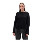 Sort Ribkantet Sweater fra Liviana Conti