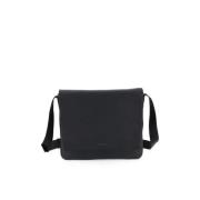 Sort Læder Crossbody Taske