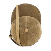 Beige Suede Cap Crossbody Taske