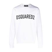 Hvid Bomuld Jersey Sweater med Logo Print