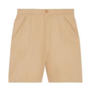 Logo-Broderede Beige Bermuda Shorts