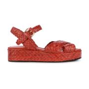 Cognac Flettet Læder Sandal