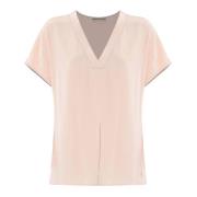 Minimalistisk Viscose V-Hals Bluse