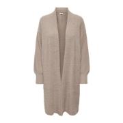 Beige Langærmet Cardigan til Kvinder