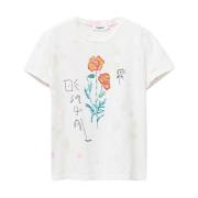 Blomstret Rund Hals T-Shirt