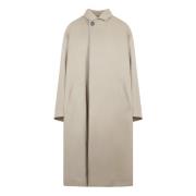 Beige Bomuld Twill Oversize Trenchcoat