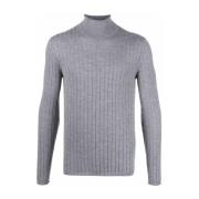 Grå Ribbet Cashmere Sweater