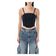 Sort Denim Korset Top