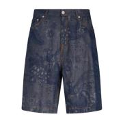 Blå Linned Shorts