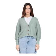 Grøn Crop Cardigan med Frontknapper