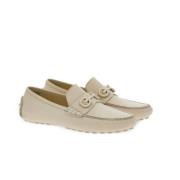 Beige Gancini Plaque Læder Loafers