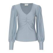 Gestuz Rifagz V-Neck Blouse Noos Bluser 10908731 Grey Blue